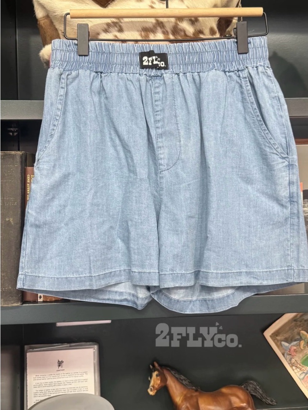 Denim Dally light Blue Elastic Waist Shorts